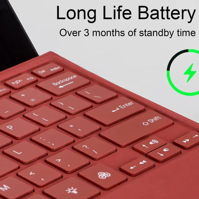 Alt view image 3 of 5 - Zoof Type Cover for Microsoft Surface Pro 7+ / Pro 7 / Pro 6 / Pro 5 / Pro 4 / Pro 3, 12.3 inch, Ultra-Slim Wireless 7 Color Backlit Tablet Keyboard with Multi Touchpad Bluetooch (Red with Backlit)