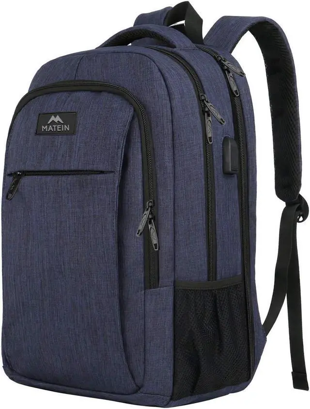 Main image of MATEIN Large College Backpack, Sturdy Computer Backpack with USB Charging Port Fits 17 inch Notebook, Carryon Luggage Travel Laptop Bag for Business Men and Women Christmas New Year Gift, Blue