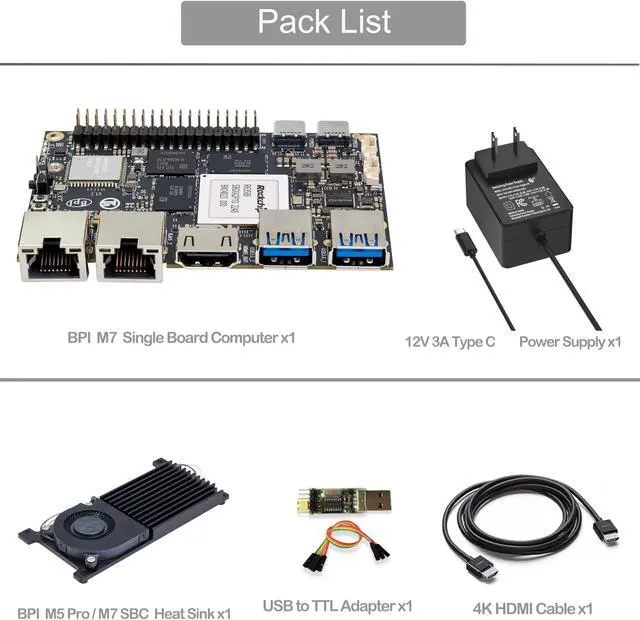 Alt view image 2 of 5 - Banana Pi BPI-M7 LPDDR4x 16GB Single Board Computer, RK3588 CPU 6Tops NPU Mali-G610 GPU, 2X 2.5GbE Ethernet for AI Edge Computing/Cloud Servers/Video Encoder, Support Android Linux (BPI-M7(8+64GB))