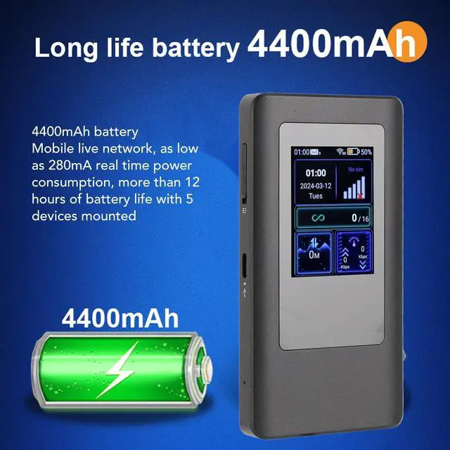Alt view image 3 of 5 - 5G WiFi6 LTE Mobile Hotspot, 5G Router with Sim Card Slot, International Coverage Modem, Portable Internet Devices for Travel, 16 Users, for Android 11