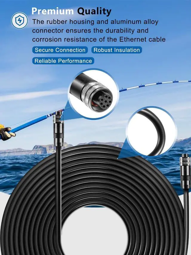 Alt view image 4 of 5 - Replacement for Humminbird 720073-4 AS EC 30E Ethernet Cable,30 Feet Female to Female Ethernet Cord, Compatible with SOLIX, HELIX G2N, HELIX G1, ONIX, ION, 1100, 900, 800, 700 Series (30 Feet)