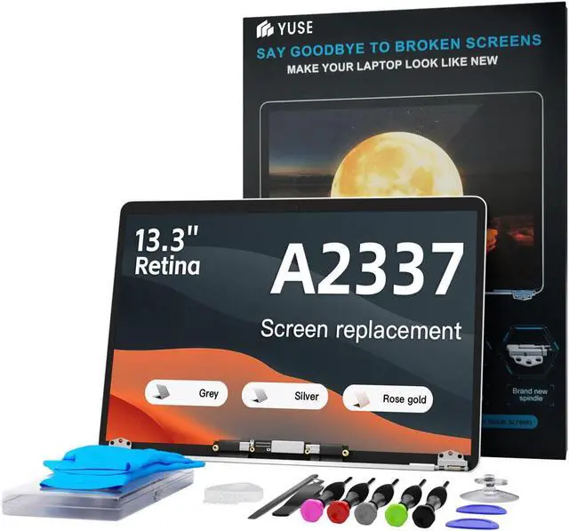 Main image of YUSE A2337 Screen Replacement 13.3" for MacBook Air 2020 Year M1 Retina, EMC 3598 MGN63 MGN93 MGND3 MGN73 MGNA3 MGNE3 A Full LED LCD Display Assembly 2560x1600 (Space Grey)