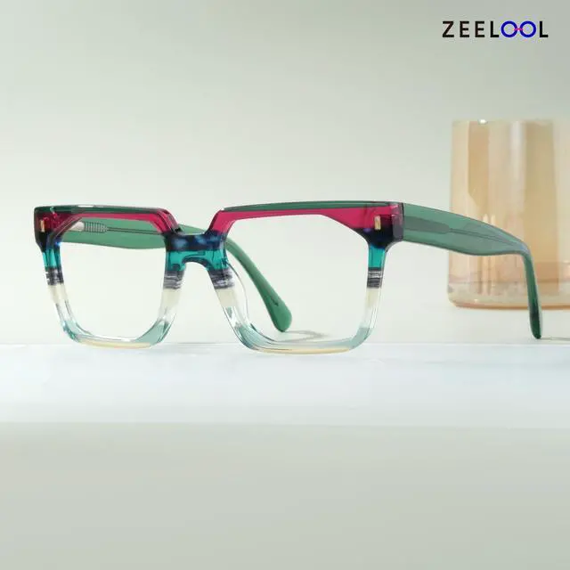Alt view image 2 of 5 - Zeelool Stylish Rectangle Blue Light Blocking Glasses for women/Men TV Phone Computer Gaming Glasses Laguer ZJGA872500-04 Green