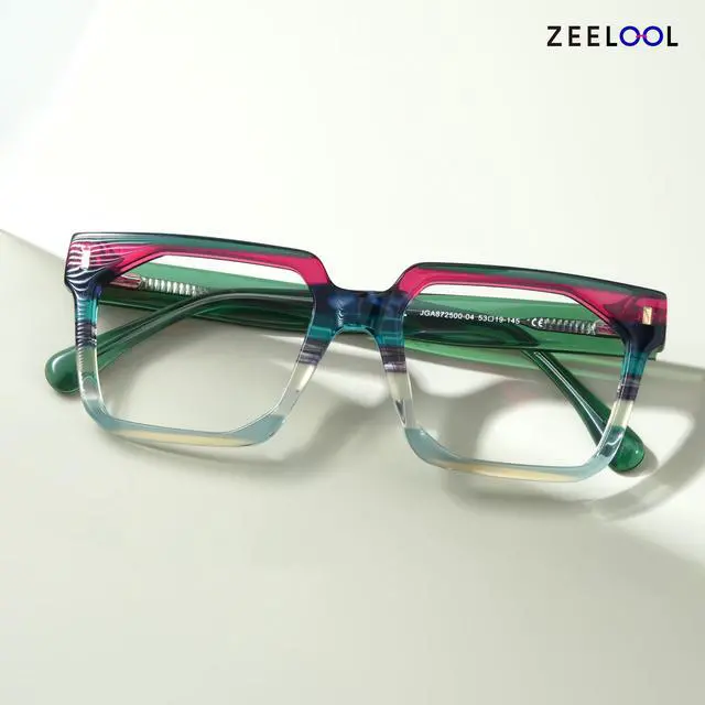 Alt view image 3 of 5 - Zeelool Stylish Rectangle Blue Light Blocking Glasses for women/Men TV Phone Computer Gaming Glasses Laguer ZJGA872500-04 Green