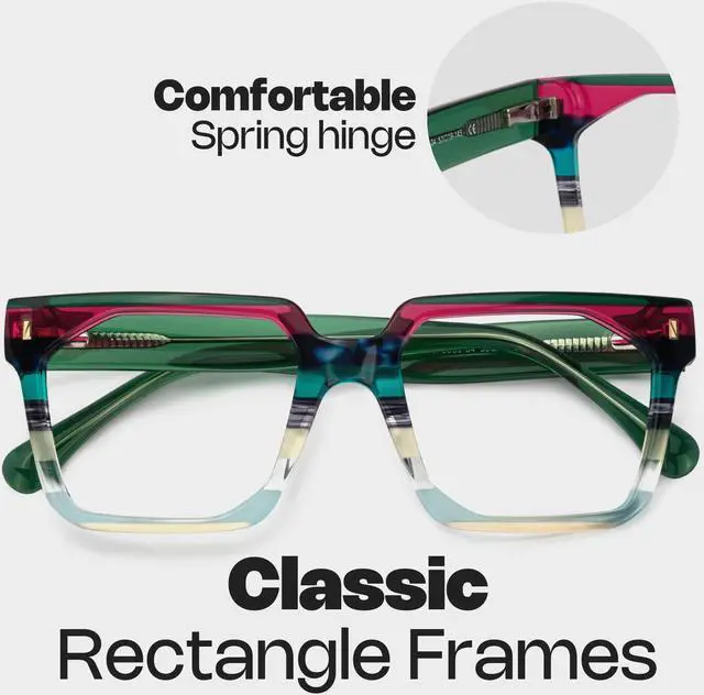 Alt view image 5 of 5 - Zeelool Stylish Rectangle Blue Light Blocking Glasses for women/Men TV Phone Computer Gaming Glasses Laguer ZJGA872500-04 Green