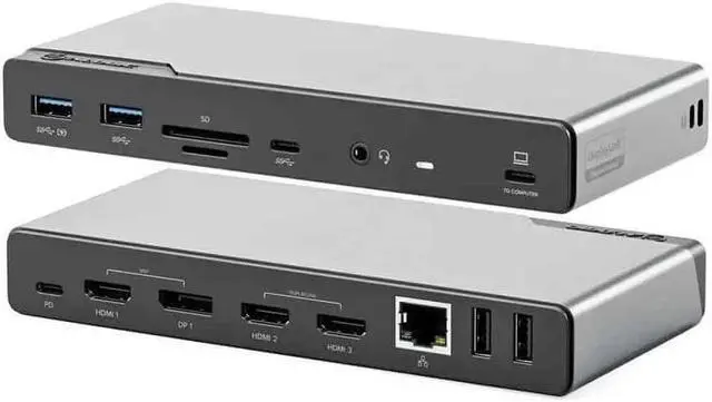 Main image of ALOGIC DV4 Quad Display 14 in 1 USB-C Docking Station w/ 85W PD, 1x DisplayPort, 3X HDMI, USB-C 3.2 Gen 1, 2X USB-A 3.2 Gen 1, 2xUSB-A 2.0, Audio Jack, Ethernet, SD Card & Micro SD Card Reader.