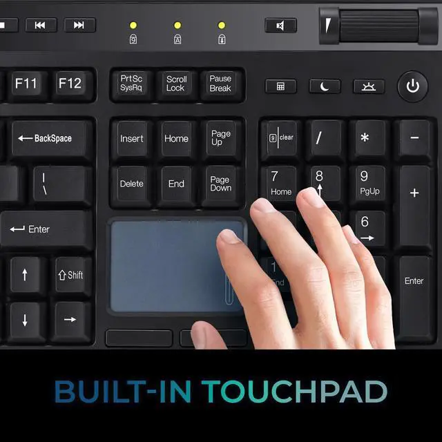 Alt view image 5 of 5 - Adesso EasyTouch 445 Multi-Channel Wired Touchpad Keyboard, Black (AKB-445UB)