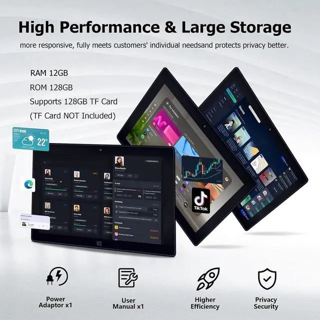 Alt view image 5 of 5 - HONGSAMDE Windows Tablet, 2 in 1 10.1 Inch Windows 11 Pro Tablet PC, 12GB RAM 128GB ROM,1280x800 IPS HD Touch, Intel Quad Core CPU Tablet Computer withKeyboard/ 5GWIFI/Bluetooth/USB3.0/Dual Cameras