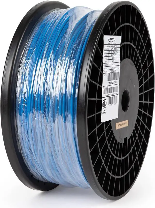 Main image of Elite Cat6 Stranded 28AWG (cm Rated) - Ultra Slim Ethernet, 1000ft, Unshielded Twisted Pair (UTP), Pure Stranded Copper, UL Listed, Ultra Flexible, Reel, Blue | Create Custom Patch Cables