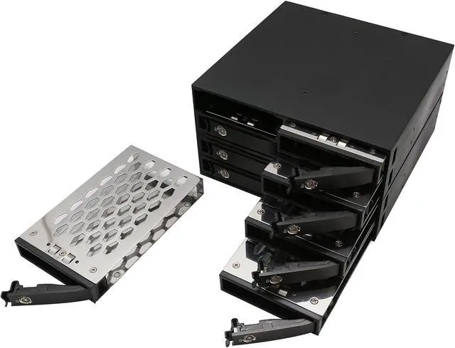 Alt view image 4 of 5 - Full Metal 8 Bay 2.5 Inche HDD SDD Tray Less Mobile Rack SATA or Mini SAS Interface for 5.25" Drive Bay SY-MRA25052