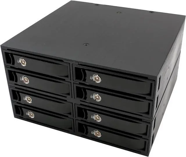 Main image of Full Metal 8 Bay 2.5 Inche HDD SDD Tray Less Mobile Rack SATA or Mini SAS Interface for 5.25" Drive Bay SY-MRA25052