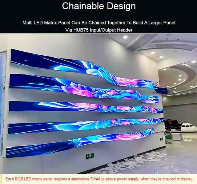 Alt view image 3 of 5 - waveshare Flexible RGB Full Color LED Matrix Panel 96x48 4608 RGB LEDs, 2.5mm Pitch, Adjustable Brightness and Bendable PCB,Compatible with Raspberry Pi/Raspberry Pi Pico / ESP32