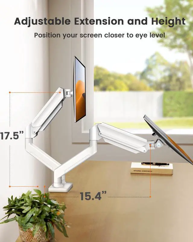 Alt view image 5 of 5 - ErGear Dual Monitor Stand up to 32 inches Screen, Load-Bearing Max 22 lbs Each Arm, Adjustable Dual Monitor Mount, Sturdy Steel vesa Monitor Mount with Stable VESA 75x75 100x100mm