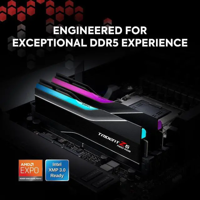Alt view image 2 of 5 - G.SKILL Trident Z5 Neo RGB Series (AMD Expo & Intel XMP 3.0) DDR5 RAM 64GB (2X 32GB) 6000MT/s CL36-36-36-96 1.35V Desktop Computer Memory U-DIMM - Matte Black (F5-6000J3636F32GX2-TZ5NR)