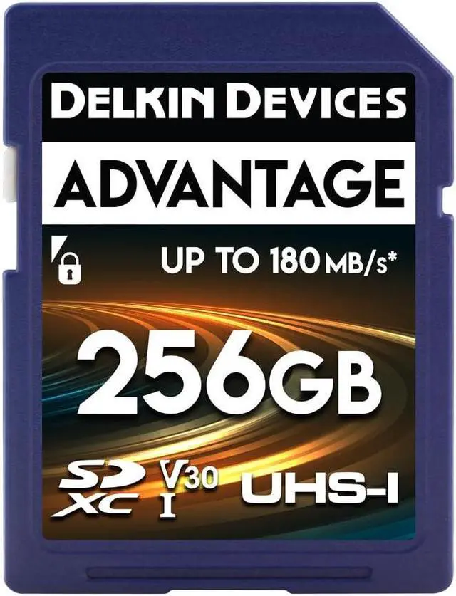 Main image of Delkin Devices 256GB Advantage SDXC Memory Card UHS-I - Up to 150MB/s Write, 180MB/s Read, Memory Cards for Cameras with C10, U3, V30, 4K UHD, Full Size SD Card
