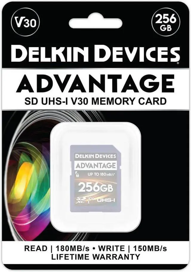 Alt view image 2 of 2 - Delkin Devices 256GB Advantage SDXC Memory Card UHS-I - Up to 150MB/s Write, 180MB/s Read, Memory Cards for Cameras with C10, U3, V30, 4K UHD, Full Size SD Card
