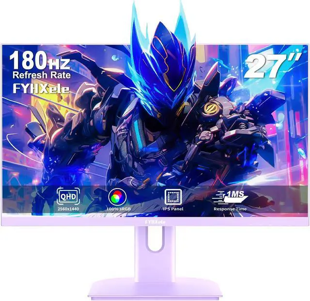 Main image of FYHXele 27 inch Gaming Monitor, 165Hz Computer Monitor QHD 1440P Fast IPS Panel Pc Monitor, sRGB100%,1ms, DisplayPort/HDMI/Eye Care/Wall Mount Compatible-Purple