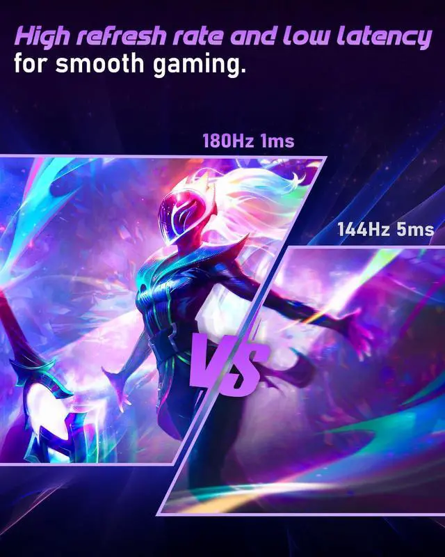 Alt view image 5 of 5 - FYHXele 27 inch Gaming Monitor, 165Hz Computer Monitor QHD 1440P Fast IPS Panel Pc Monitor, sRGB100%,1ms, DisplayPort/HDMI/Eye Care/Wall Mount Compatible-Purple