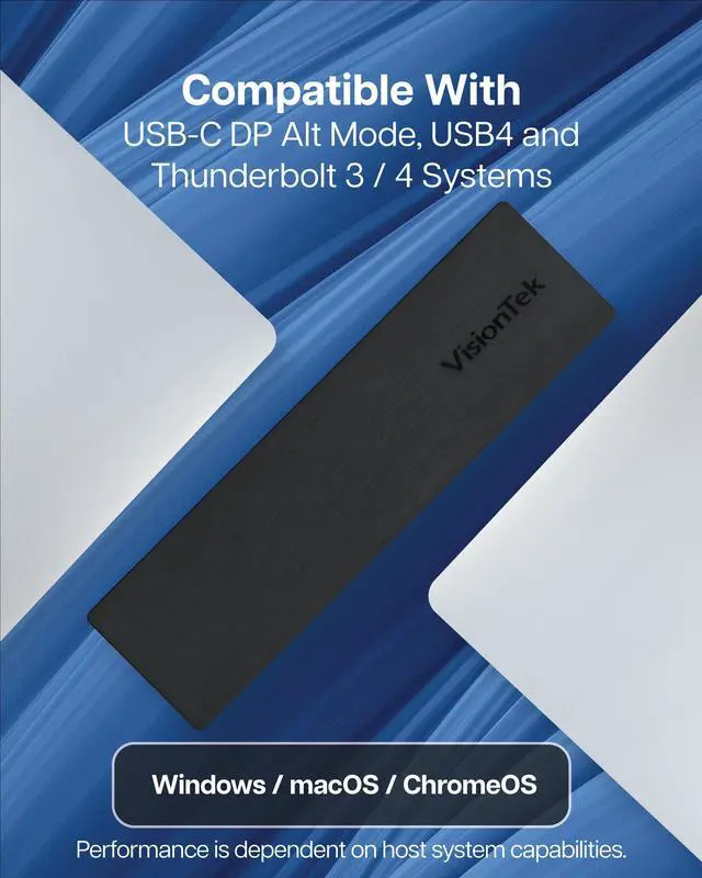 Alt view image 5 of 5 - VisionTek VT2500 USB-C MST 3x Monitor Docking Station - 85W of Power, 2x DispayPort, 1x HDMI, 4x USB Ports, Audio, Ethernet, SD Reader for Windows