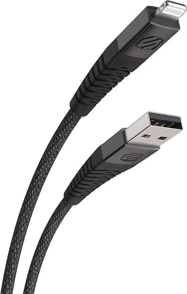 Main image of Scosche HDi3B4SG-SP Strikeline Heavy-Duty Premium USB to MFi Certified Lightning Charge & Sync Braided Cable 4-ft. Black/Space Gray