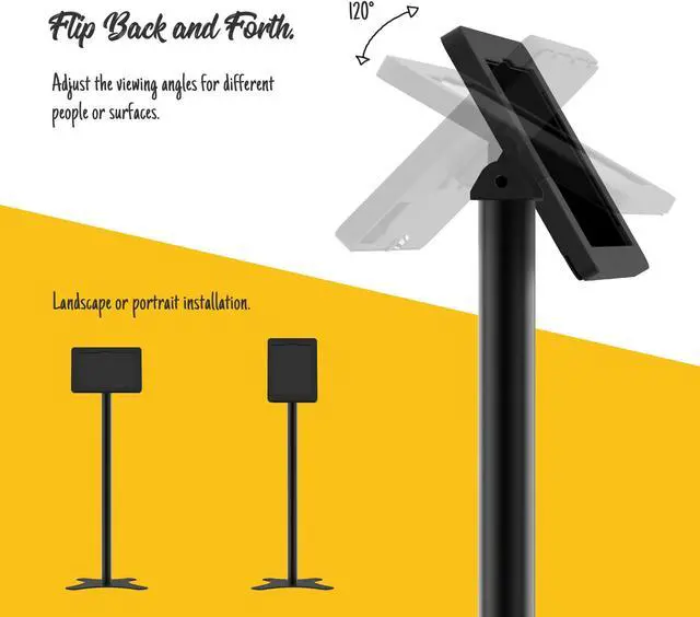 Alt view image 4 of 5 - Beelta Tablet Kiosk Floor Stand, Anti-Theft, Rotate Lockable Metal Tablet Enclosure+Aluminum Pole+Metal Base, Compatible with 10.9" iPad 10th, Pro 11" 1 2 3 4, Air 4 5, Air 11", iPad 11"(A16)