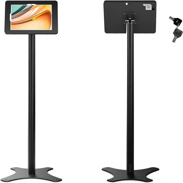 Main image of Beelta Tablet Kiosk Floor Stand, Anti-Theft, Rotate Lockable Metal Tablet Enclosure+Aluminum Pole+Metal Base, Compatible with 10.9" iPad 10th, Pro 11" 1 2 3 4, Air 4 5, Air 11", iPad 11"(A16)