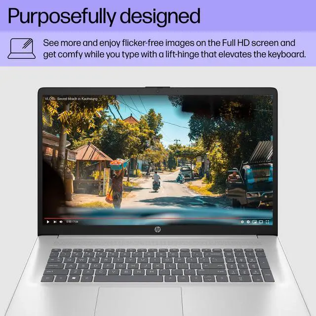 Alt view image 3 of 5 - HP 17.3 inch Laptop, FHD Display, AMD Ryzen 5 7520U, 16 GB RAM, 512 GB SSD, AMD Radeon Graphics, Windows 11 Home, 17-cp2099nr (2024)