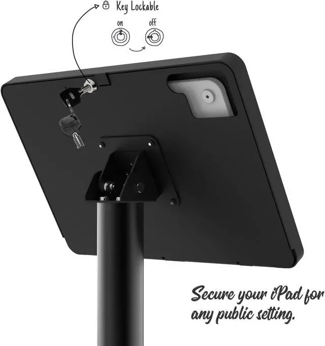 Alt view image 3 of 5 - Beelta Tablet Kiosk Floor Stand, Anti-Theft, Rotate Lockable Metal Tablet Enclosure+Aluminum Pole+Metal Base, Compatible with 10.9" iPad 10th, Pro 11" 1 2 3 4, Air 4 5, Air 11", iPad 11"(A16)