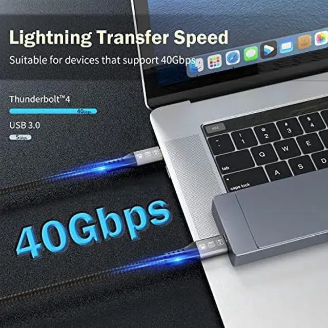 Alt view image 3 of 5 - Angusplay USB4 Cable for Thunderbolt 4 Cable 10ft, 40Gbps Data Transfer, USB-C Monitor Cable 8K Dispaly, 100W Charging Compatible with Thunderbolt 3, USB3, for iPhone 15Pro Max, Mac MacBook, SSD, eGPU