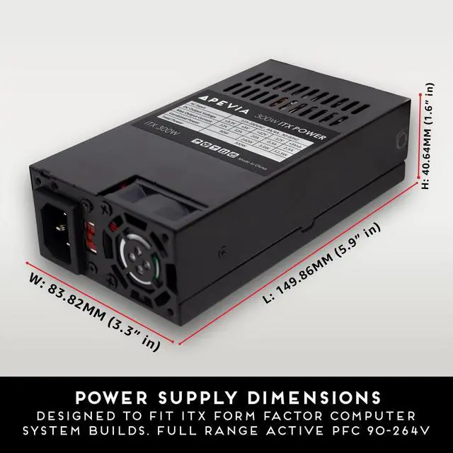 Alt view image 3 of 5 - Apevia ITX-AP300W Mini-ITX/Flex ATX / 1U 300W for POS AIO System Desktop Gaming Server Small Form Factor (Flex ITX) Computer Power Supply