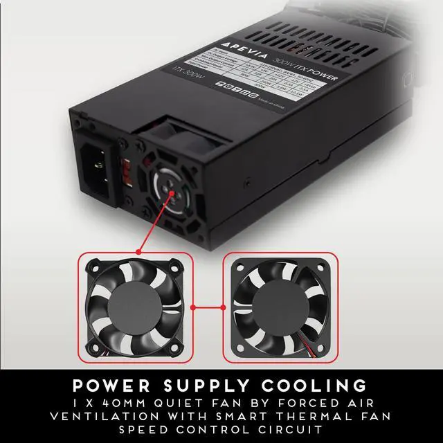 Alt view image 5 of 5 - Apevia ITX-AP300W Mini-ITX/Flex ATX / 1U 300W for POS AIO System Desktop Gaming Server Small Form Factor (Flex ITX) Computer Power Supply