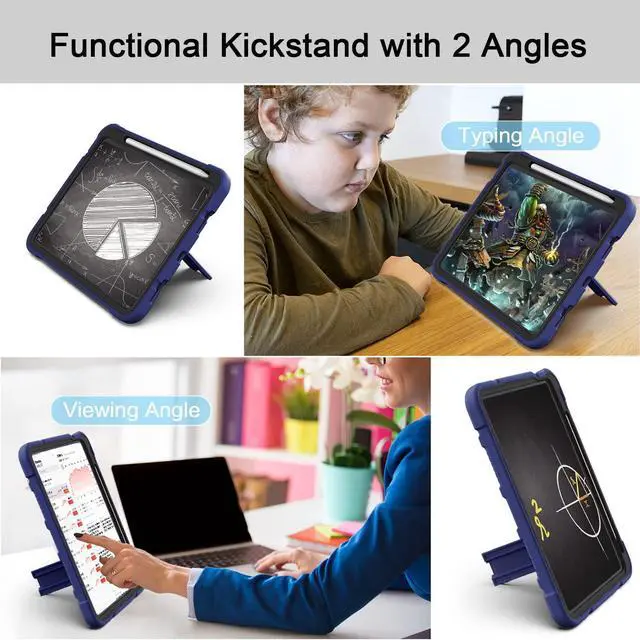 Alt view image 3 of 4 - Azzsy Case for iPad 11-inch(A16) 2025/ iPad 10th Generation 10.9 Inch 2022, [Built-in Pencil Holder] Heavy Duty Shockproof Rugged Protective Case for iPad 11th/10th Generation, Navy Blue2