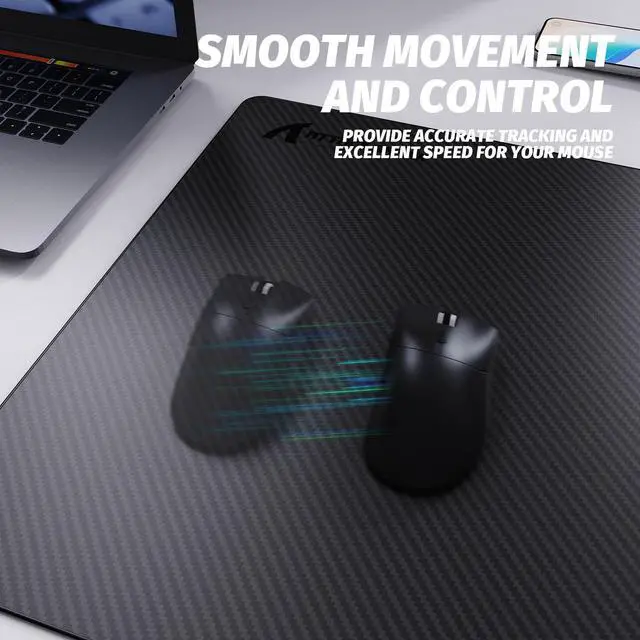Alt view image 4 of 5 - ATTACK SHARK CM04 Carbon Fiber Gaming Mouse Pad,Esports Mouse Mat G240,Durable Non-Slip Natural Rubber Base,High Temperature Resistant & Waterproof Desk Mat for Gamer/Desktop/Office/Home(360x280mm)
