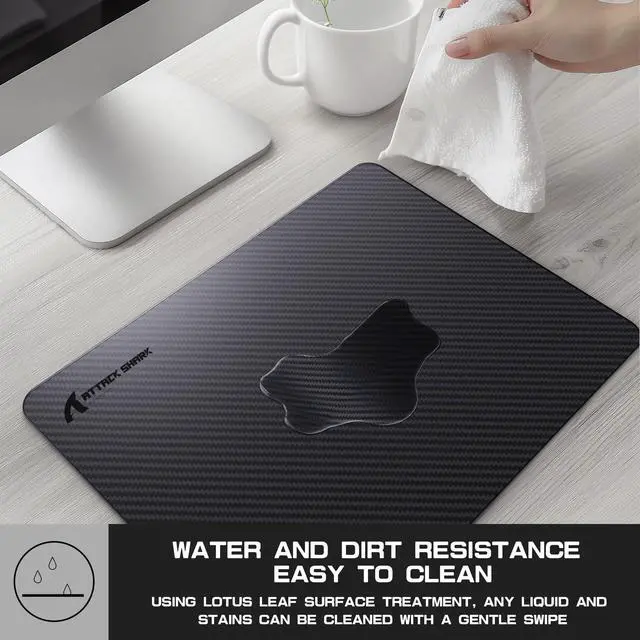 Alt view image 5 of 5 - ATTACK SHARK CM04 Carbon Fiber Gaming Mouse Pad,Esports Mouse Mat G240,Durable Non-Slip Natural Rubber Base,High Temperature Resistant & Waterproof Desk Mat for Gamer/Desktop/Office/Home(360x280mm)