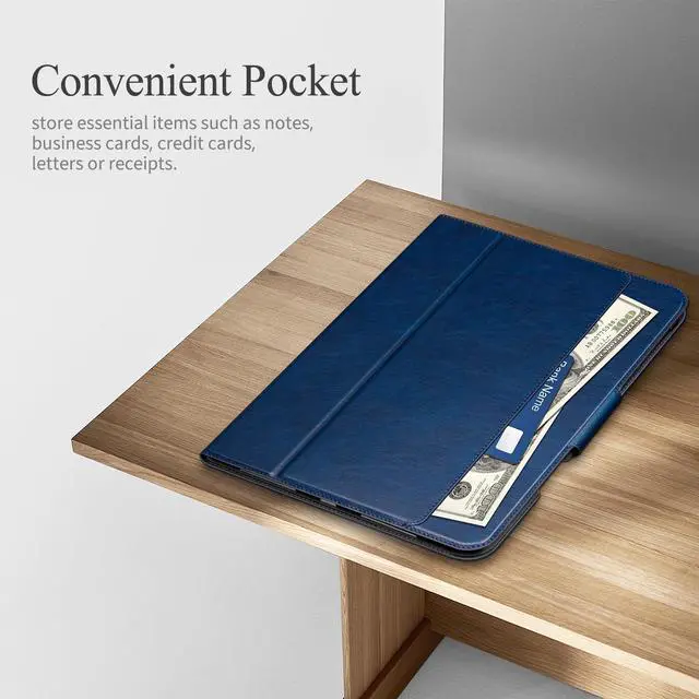 Alt view image 3 of 5 - auaua Case for iPad Air 11 Inch M3/M2 (2025/2024), iPad Air 5th/4th Generation (2022/2020), with Pencil Holder and Pocket, Typing Angle Muti-Stand Magnetic Closure Auto Sleep/Wake (Blue)