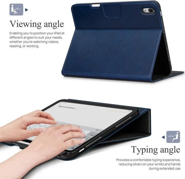 Alt view image 4 of 5 - auaua Case for iPad Air 11 Inch M3/M2 (2025/2024), iPad Air 5th/4th Generation (2022/2020), with Pencil Holder and Pocket, Typing Angle Muti-Stand Magnetic Closure Auto Sleep/Wake (Blue)