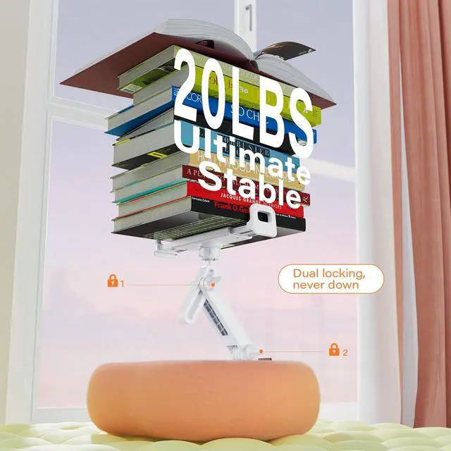 Alt view image 5 of 5 - Atisek Kindle Tablet Pillow Stand with Detachable Trays Fit iPad Tablet Stand Holder for Bed Fit 4''-13'' Phone/Tablet Kindle with Case Kindle Accessories Gift for Reading Soft Plus Fabric, Pink