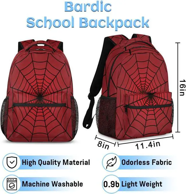 Alt view image 2 of 5 - Backpack for School, Lightweight Travel Bookbag Backpacks with Laptop Compartment for Boys Girls Adults Teens (Red Spider Web)