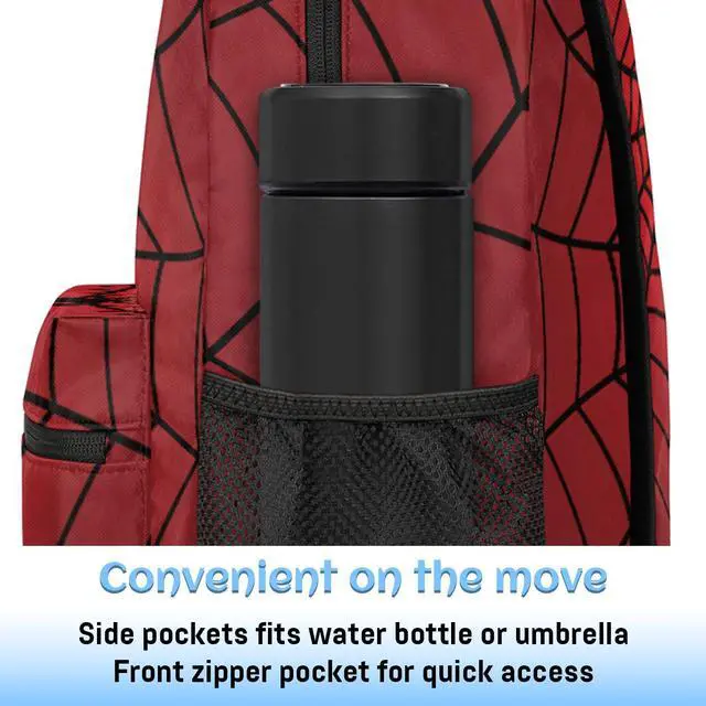 Alt view image 3 of 5 - Backpack for School, Lightweight Travel Bookbag Backpacks with Laptop Compartment for Boys Girls Adults Teens (Red Spider Web)