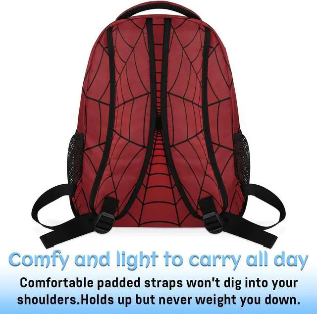 Alt view image 5 of 5 - Backpack for School, Lightweight Travel Bookbag Backpacks with Laptop Compartment for Boys Girls Adults Teens (Red Spider Web)