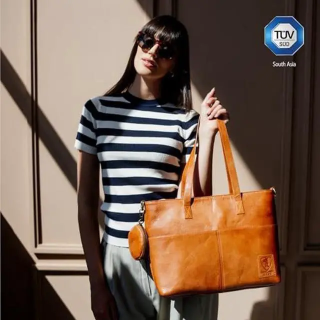 Alt view image 2 of 5 - BERLINER BAGS Vintage Genuine Leather Handbag Julia, Large Tote Bags for Women, Computer Bag for Laptop, Work Bag - Brown