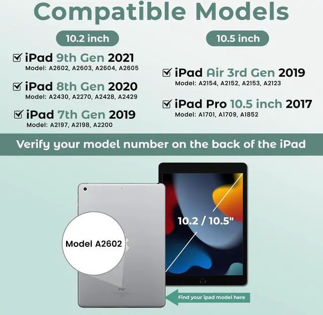 Alt view image 3 of 5 - iPad 7th/8th/9th Generation Case with Keyboard 10.2-inch 2019/2020/2021, iPad Air 3rd/Pro 10.5-inch 2017 Compatible, 7 Color Backlit Keyboard BT/Wireless/Detachable with Pencil Holder (Mint Green)