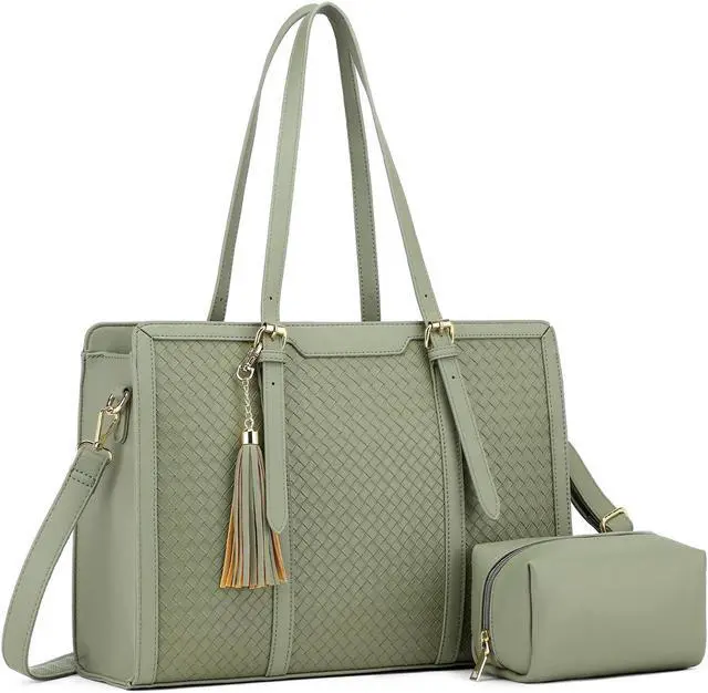 Main image of Laptop Tote Bag for Women fits 15.6 Laptop, PU Leather Work Tote bags for Women Large Computer Tote Handbag with Purse