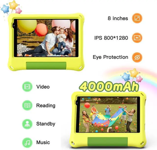Alt view image 5 of 5 - CALLSKY-NOTE Android 14 Kids Tablet 8 Inch Tablet for Kids Octa-Core 8GB+64GB Toddler Tablet with EVA Case Child Learning Tablet with YouTube, WiFi 6, Parental Control, Bluetooth 5.4, Yellow
