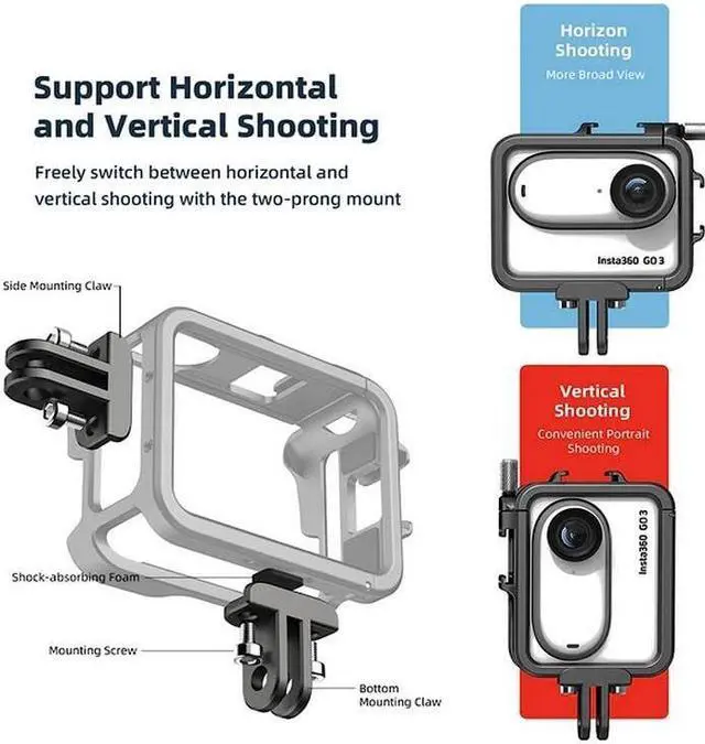 Alt view image 5 of 5 - Coyktonty Metal Cage/Metal Protective Frame for Insta360 GO 3/GO 3S,Attachable microphone, fill-in light