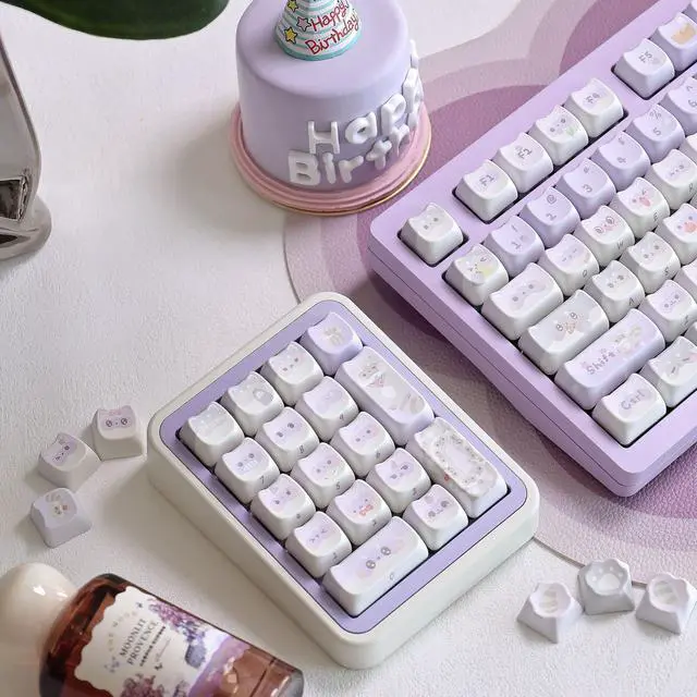 Alt view image 3 of 5 - Mao Height Cat Shape Theme keycaps PBT keycaps Customized keycap Set Suitable for 61/87/104/108 Cherry MX Switch and Other Mechanical Keyboards (Purple)