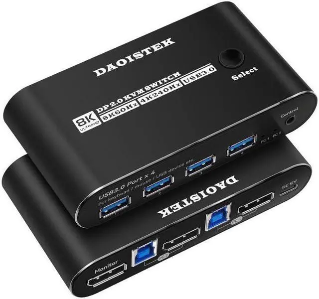 Main image of kvm Switch Displayport 2 Port 1440p kvm Switch displayport 1 Monitors 2 Computers 240hz dp kvm Switch 144hz kvm Switch 1 Monitors 2 Computers dp 1440p 120hz 144hz 165hz 240hz FreeSync G-SYNC Daoistek