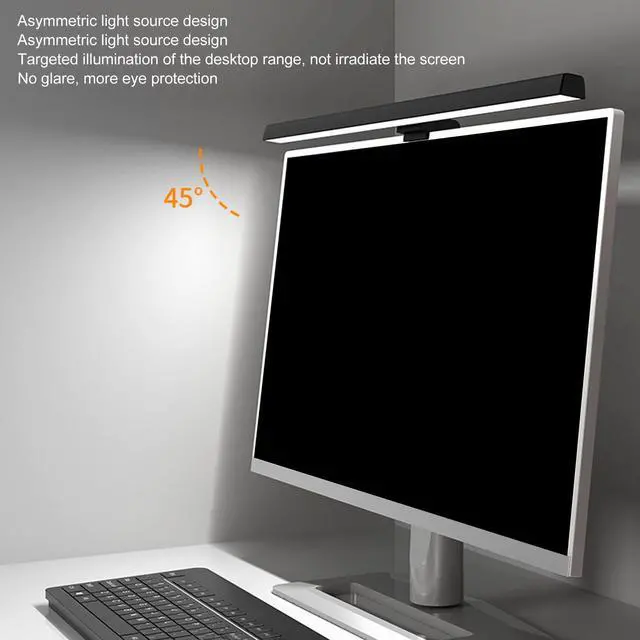 Alt view image 3 of 5 - Computer Monitor Light Bar, Anti Glare Eye Caring LED Computer Monitor Lamp, Easy Installation, Support Infinite Dimming, Touch Control, USB Charging (White)