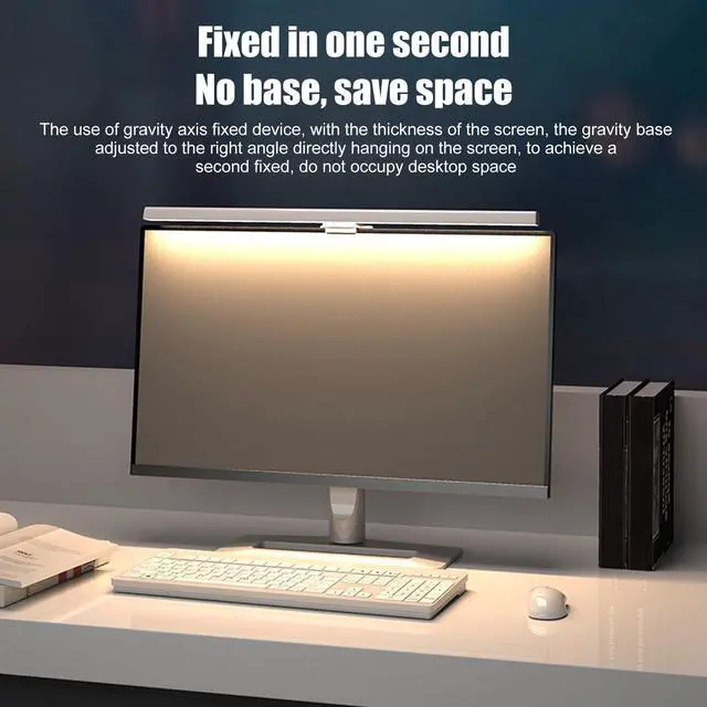 Alt view image 5 of 5 - Computer Monitor Light Bar, Anti Glare Eye Caring LED Computer Monitor Lamp, Easy Installation, Support Infinite Dimming, Touch Control, USB Charging (White)