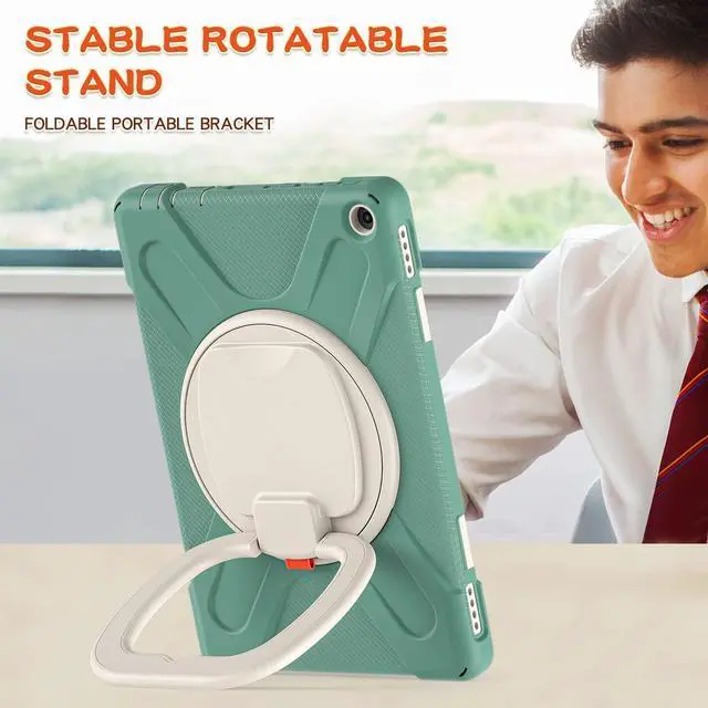 Alt view image 4 of 5 - All-New Fire HD 10 & Fire HD 10 Plus Tablet case for Kids(2021 Release,11th Generation),Heavy Sturdy Shockproof Kids Case,Rotating Stand/Carrying Strap, Dark Green